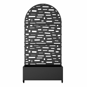 Lirago Metal Planter Box privacy screen Garden Bed with Trellis and Wheels-Black- 6 ft.Hx3 ft.W - 1 of 4