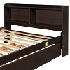 KTMBDW Platform Bed with Trundle, Wood Beds Frames with Shelves Headboard, Twin Trundle Beds Frame Roll Out, No Box Spring Needed - 4 of 4