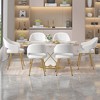 VECELO Velvet Dining Chairs Set of 2/4/6, Upholstered Kitchen Chairs with Cushion, Padded Backrest & Metal Legs, Pink/White - 3 of 4