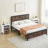 coucheta Bed Frame with Wave Wood Headboard and Footboard, Sturdy Metal Platform Bed with Under Storage - 2 of 4