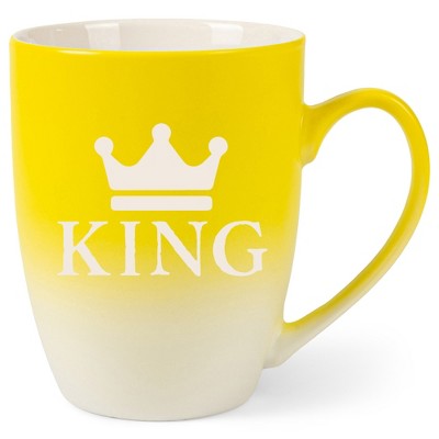 100 North Crown Royalty 10 Ounce Yellow and White Two Toned Ombre, Comfortably Fits Your Hands, Ceramic Tea Coffee Cup Mug, King