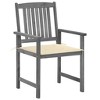 vidaXL Patio Chairs with Cream Cushions 4 pcs - Outdoor Furniture for Garden, Lawn or Deck - Solid Acacia Wood with Gray Wash Finish - 3 of 4