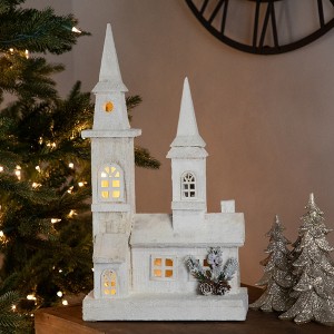 Northlight LED Lighted Frosted Church Christmas Decoration - 17.5" - Warm White - 1 of 4