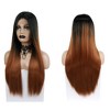 Unique Bargains Women Lace Front Heat Resistant Long Straight Hair Wigs with Wig Cap 26" 1PC - 3 of 4
