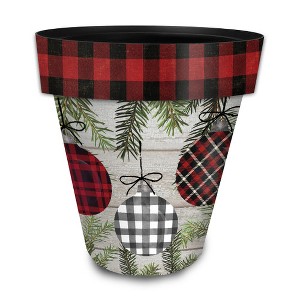 Briarwood Lane Christmas Planter 14" x 15" x 15" Patterned Ornaments Large For Christmas Planter - 1 of 1