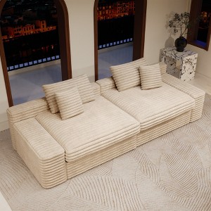 GDFStudio Alverra 118" Modular Corduroy Upholstered Compressed Sectional Sofa - 1 of 4