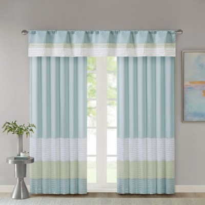 Green and Aqua Polyoni Pintuck Window Valance with Lining