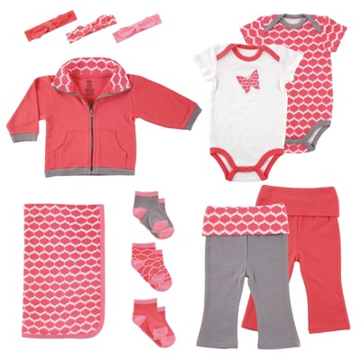 Yoga Sprout Baby Girl Cotton Layette Giftset, Butterfly, 0-6 Months