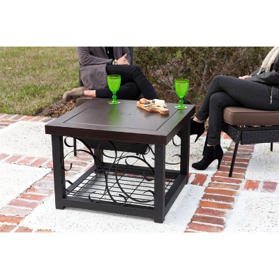 30" Bronze Wood Fire Pit Table with Storage Rack