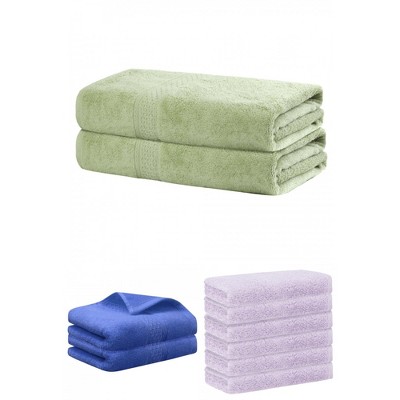 REGALWOVEN Absorbent Solid Bath Hand Face Cloths Cotton Towels 3 Piece Sets