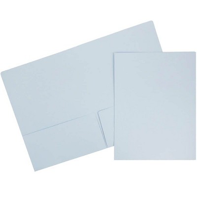 JAM Paper Prem Matte Colored Cardstock Two-Pocket Presentation Folder Baby Blue 28876674D