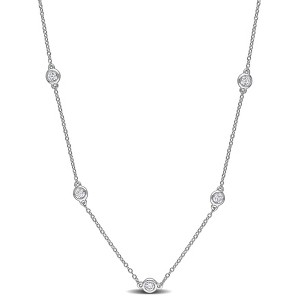 EVERLY JEWELRY | Sterling Silver 7/8 CT TW Lab-Grown Diamond Station Necklace, 16-inch - 1 of 4