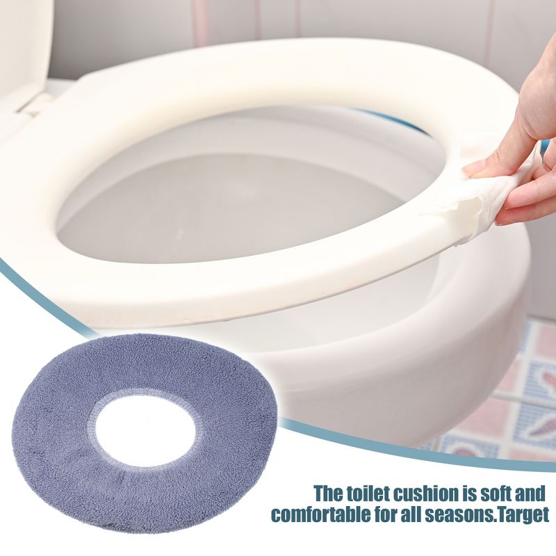 Unique Bargains Stretchable Thicker Toilet Seat Cover Pad Lid Bathroom Warmer Soft Washable Reusable, 2 of 7