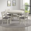 VECELO 5-Piece Round Dining Set with 4 Upholstered Chairs, Rustic Dining Table Set for Kitchen or Dining Room, Gray - 2 of 4