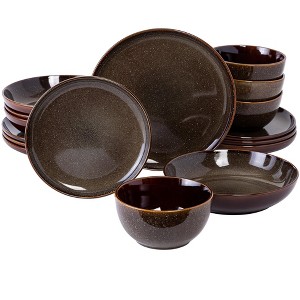 Gibson Elite Edwina 16-Piece Double Bowl Stoneware Dinnerware Set - 1 of 4