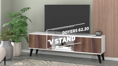 Nut Brown 63" Media Console with Concealed Storage and Open Shelf