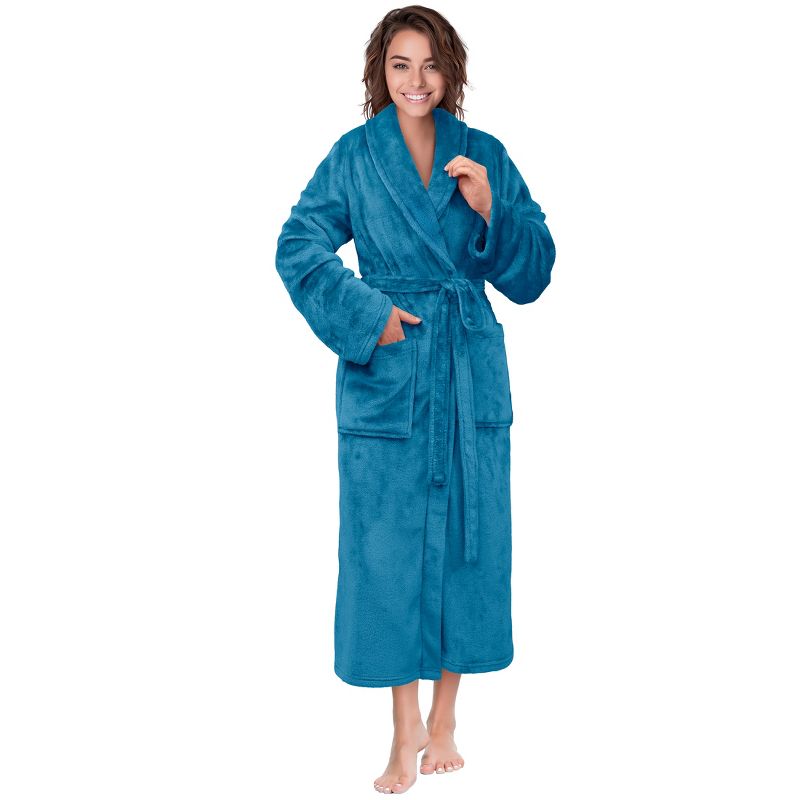 PAVILIA Womens Robe Fleece Plush Soft, Fluffy Fuzzy Cozy Warm Lightweight Bathrobe, Shower Spa House Long Robes for Women, 1 of 8