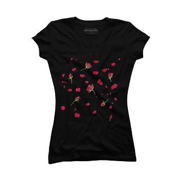 Junior's Design By Humans Sliced Roses and Petals By designnatures T-Shirt
