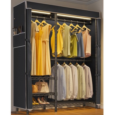 VIPEK V2LC Covered Clothes Rack with Dimmable LED Lights, 3000K Warm White, Freestanding Clothing Rack for Hanging Clothes