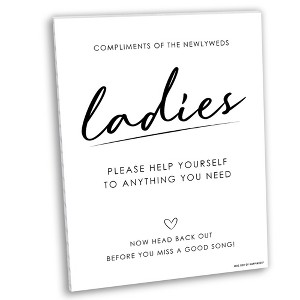 Big Dot of Happiness Ladies Bathroom Wedding Sign with Stand, Printed on Sturdy Plastic Material - 10.5 x 13.75 inches - 1 Piece - 1 of 4