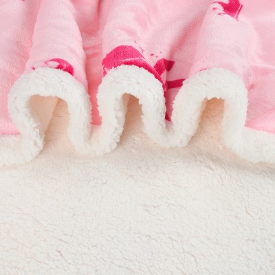 Pink Unicorn Fleece Sherpa Hooded Wearable Blanket