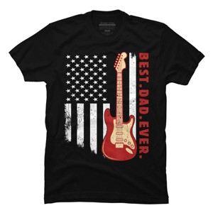 Men's Design By Humans Best Dad Ever Guitar and Flag By MINHMINH T-Shirt - 1 of 2