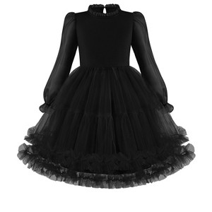black formal dress toddler Black Formal Kids Party Dresses,Fall Satin Junior Bridesmaid Dress with Sleeves,JB00065, J10 / Skyblue