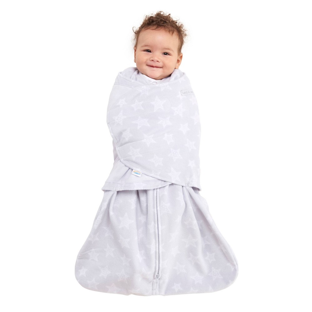 HALO Innovations Sleepsack Micro-Fleece Swaddle Wrap - Gray Stars Fleece Newborn -  82629152
