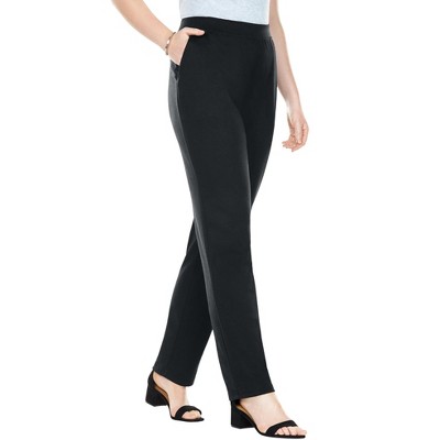 Woman Within Women's Plus Size Petite Straight Leg Ponte Knit Pant