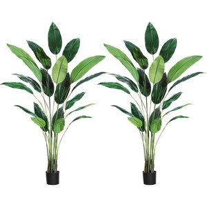 Acekool Artificial Bird of Paradise Plant , Adjustable Faux Leaves, Indoor Outdoor Faux Palm Tree - 1 of 4