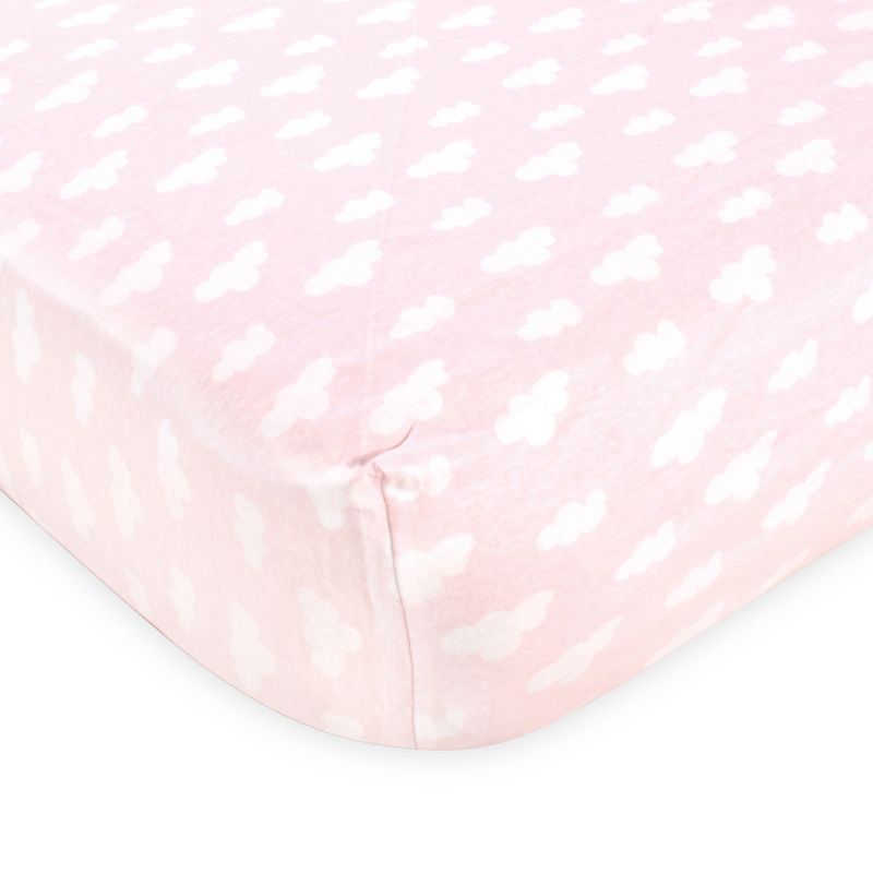 Hudson Baby Infant Girl Cotton Fitted Crib Sheet, Girl Farm Animal, One Size, 3 of 5
