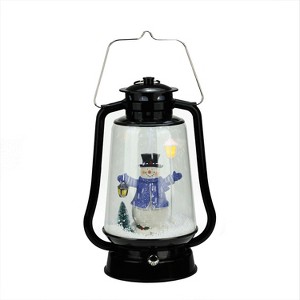 Northlight Lighted Musical Snowman Snowing Christmas Lantern - 13.5" - Black - 1 of 4