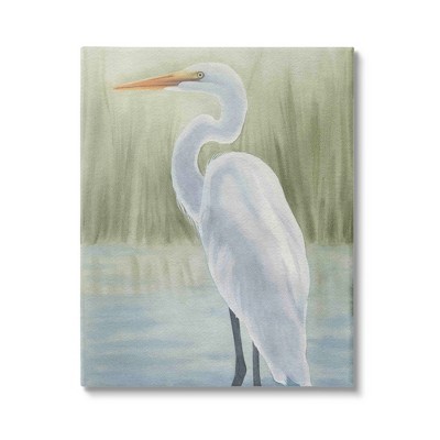 Stupell Industries Egret on Marsh Landscape Canvas Wall Art
