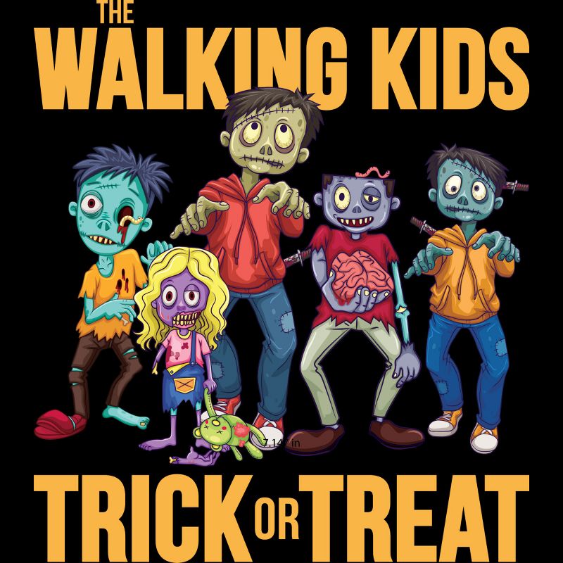 Men's Design By Humans The Walking Kids Trick Or Treat Halloween Gift By MONSTERVILLE T-Shirt, 2 of 5