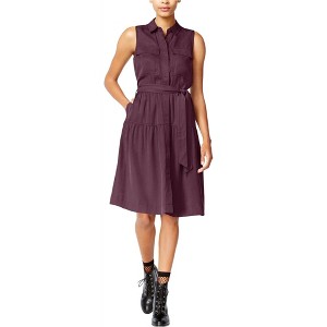maison Jules Womens Utility-Pocket Shirt Dress, Purple, X-Large - 1 of 1