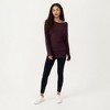 Anna-Kaci Active Women’s Off Shoulder Long Sleeve Top with Soft Stretch Fabric Relaxed Draped Fit and Extended Hemline - 3 of 4
