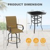 Garvee 3 Piece Swivel Outdoor Table and Chairs Bar Set, Outdoor High Stool Bistro Set with High Glass Bar Table for Lawn, Garden, Balcony - 2 of 4