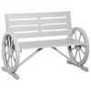 Resenkos Garden Bench, Patio Bench,Wooden Wagon Wheel Bench, 2-Person Slatted Seat Bench with Backrest, Light Gray - 2 of 4