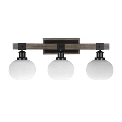 Toltec Lighting Tacoma 3 - Light Vanity in  Black/Painted Wood with 7" White Muslin Shade