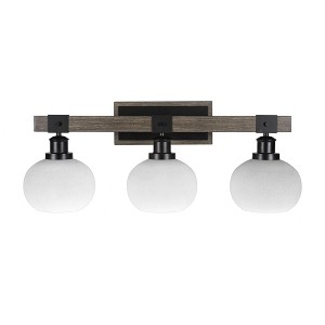 Toltec Lighting Tacoma 3 - Light Vanity in  Black/Painted Wood with 7" White Muslin Shade - 1 of 1
