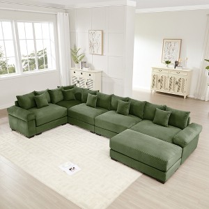 Aukfa Oversized Cloud Modular Corduroy Sofa Sectional with Ottoman - Reversible Deep Seat Couch for Living Room - 1 of 4