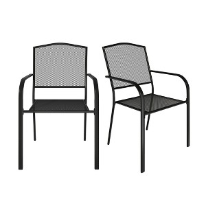 CLIHOME 2-Piece Outdoor Patio Steel Mesh Chair,With Steel Frame & Breathable Mesh Dining Chair - 1 of 4