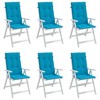 vidaXL Garden Highback Chair Cushions 6 pcs Blue 47.2"x19.7"x1.2" Polyester, Indoor & Outdoor Use, Foam Fiber Filling - 4 of 4