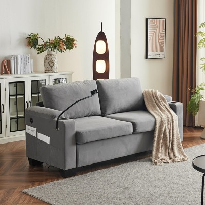 NicBex Modern Pull Out Sofa Bed Convertible Sofa Couch with Adjustable Back, Phone Stand and Cup Holders for Living Room