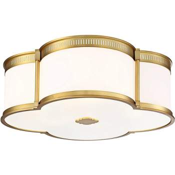 Minka Lavery Modern Ceiling Light Flush Mount Fixture 22" Liberty Gold Dimmable LED Etched White Glass Shade for Bedroom Hallway