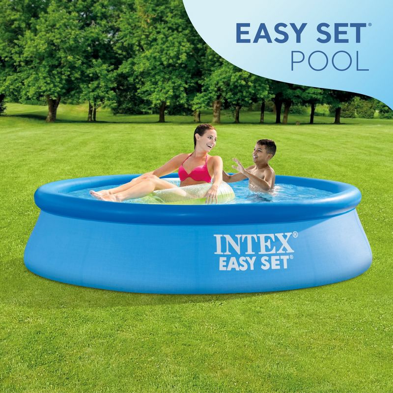 Intex  Easy Set Inflatable Puncture Resistant Above Ground Portable Outdoor Swimming Pool for Kids and Adults, Blue, 4 of 8