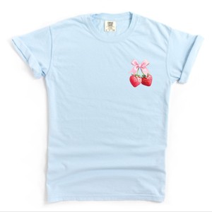 Simply Sage Market Coquette Strawberry Watercolor Garment Dyed Tee - 1 of 4