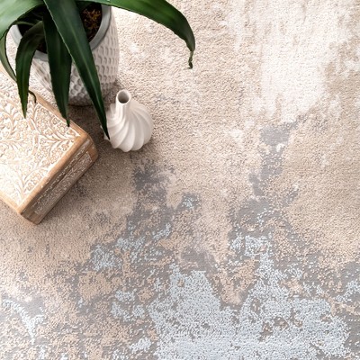 Beige and Gray Recycled Abstract Indoor Area Rug, 3' x 5'