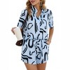 Clearlove Women's 2 Piece Outfits Short Sleeve Button Down Shirts Top High Waist Shorts Set Tracksuit - 2 of 4