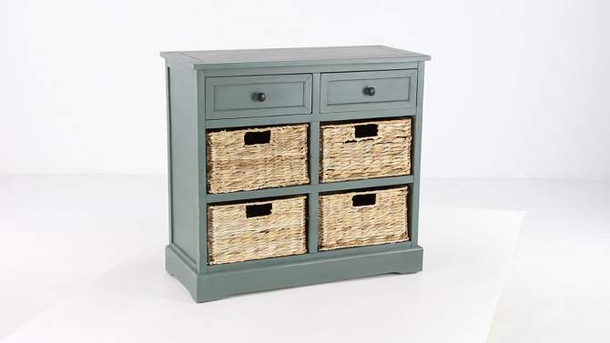 Wood Console 4 Wicker Baskets 2 Drawers Blue - Olivia & May, 2 of 9, play video